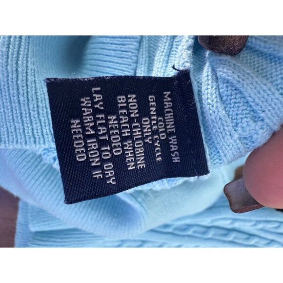 Vintage Chaps Women Medium Cable Knit Sweater 3/4 Sleeve Academia Preppy Coastal - Picture 5 of 6